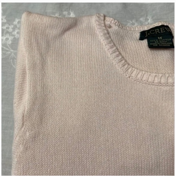 Vintage J Crew Pale Pink Cotton Crew Neck Sweater; Short Sleeves; Perfect; Med - Picture 5 of 11